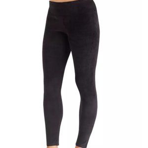 NWT Med Black Cuddl Duds Double Plush Velour Leggi